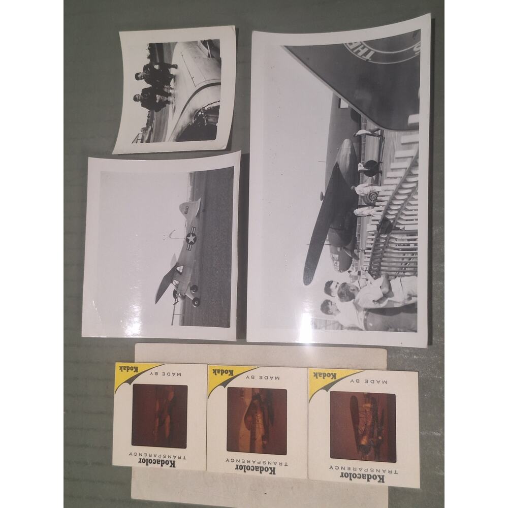 WWII USAAF Aircraft Photos Kodachrome Slides Biplane Trainer Airfield Lot